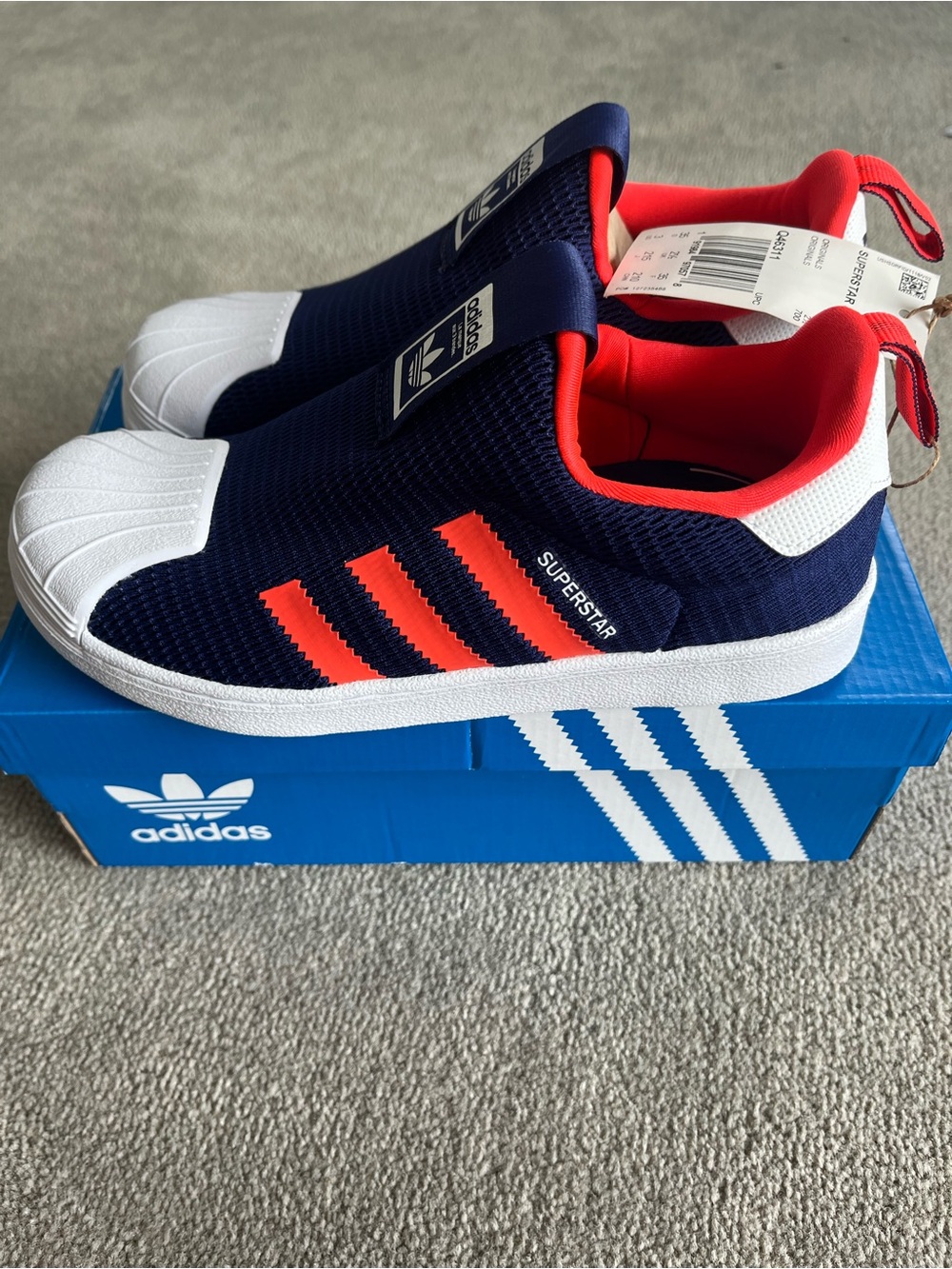 adidas Kids Superstar Slip-On Sneakers - Navy/Red/White - size 3 - NWT